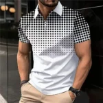 Summer T Shirts for Men 2024 Short Sleeve Men's Clothing Collar 3D Printing Plain Shirt Striped Polo Tees Fashion Pullover Tops - Image 8