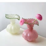 Glass Vase Pumpkin Shape Wave Retro European Hand-made Floral Arrangement Accessories Terrarium Flower Vases - Image 2