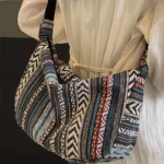 Crossbody Bags Tribal Style Shoulder Bag, Foldable Crossbody Striped Pattern, Flag Theme Hand Washable Edge Painted Lining - Image 2