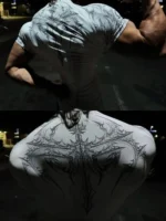 New Summer GYM T-shirt Men's Gothic Print Muscle Tee High Elasticity And Quick Drying Exercise For Bodybuilding Training T-shirt - Image 4