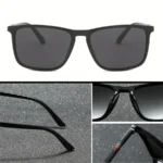 Classic Square Men's Sunglasses Comfortable Lightweight Black Frame Glasses Ideal for Travel Photography Gifts - Image 2