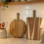 Scalloped Edge Wood Cutting Board Rustic Natural Chopping Board Intricate Handle Thickened Service Tray Cutting Meat - Image 5