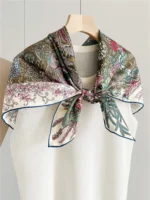 100% Real Silk Scarf Neckerchief 90 Silk Scarf Wraps Foulard Womens Fashion Scarves for OL - Image 4