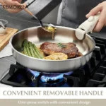 4PCS Stainless Steel Cookware Set Detachable Handle Pots and Pans Space Saving Induction Induction Cooker and Oven Kitchen Set - Image 4
