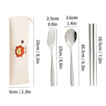 WORTHBUY Dinnerware Set Stainless Steel Cutlery Set With Tableware Bag Kitchen Utensil Travel Portable Spoon Fork Chopsticks - Image 8