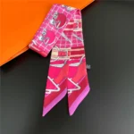 Fashion Women Hair Scarf 2024 New Brand Design Luxury Silk Scarf Fashion Print Headband Skinny Bag Scarves Neckerchief - Image 43