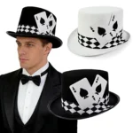 Top Hats for Men Playing Card Pattern Magician Costume Accessory Novelty Felt Hat For Stage Shows Cosplay Parties School Plays - Image 15