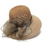 European & American Elegant Knitted Hats Solid Color Big Brim Sun Hat Women Outdoor UV Protection Bucket Hats for Mom - Image 9