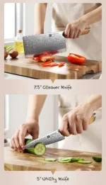 XINZUO 1-8pcs Kitchen Knife Set 73 Layers Custom Damascus Steel 15°±1 Per Side Steel Blade with Olive Wood Handle - Image 31