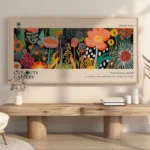 Colorful Flowers Wall Art Abstract Print,Japanese Wall Art,Inspired By Yayoi Kusama Japandi Wall Art,Exhibition Poster Unframed - Image 2