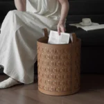 Leather Dirty Laundry Basket Woven Storage Baskets Multifunction Organizer Basket Luxury Large Living Room Organizers Baskets