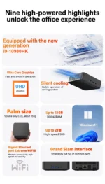 Mini PC Intel Core I9 10980HK/N150 Windows 11 Small Pocket Computer 32GB RAM 1/2TB SSD WIFI6 BT5.2 4K Desktop PC Gaming Computer - Image 14