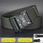 Tactical Belt Quick Release Nylon Braided Belt for Men Outdoor Hiking Work Duty with Black Buckle - Image 23