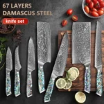 1-7 PCS Kitchen Chef Knife Set Super Sharp Japanese Damascus Steel knife Professional Meat knife Premium Kitchen cooking tools