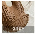 Large Capacity Casual Solid Retro Tassel Tote Bags Hot Sale Versatile Underarm Women's Bag Concise Advanced Sense Shoulder Bags - Image 18
