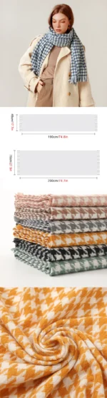 New Autumn Winter Warm Luxury Houndstooth Scarves Women Thermal Shawls Tassel Scarves Warm Knitted Scarves For Women - Image 14