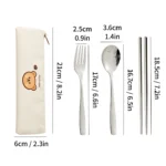 WORTHBUY Dinnerware Set Stainless Steel Cutlery Set With Tableware Bag Kitchen Utensil Travel Portable Spoon Fork Chopsticks - Image 7