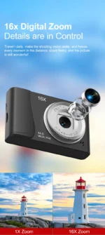 4K Digital Camera  24 Million Pixels Video Camcorder 16x Zoom Compact Cameras Auto Focus for Kids Adult Beginners Photograph - Image 18