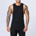 Muscle Exercise Tank Tops Men Summer Drop Armhole Vest Gym Clothing Cotton Singlet Cut Off Sleeveless T Shirt Bodybuilding Top - Image 2