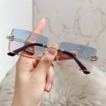 Retro Eyewear UV400 Rectangle Sunglasses Sunglasses for Women Vintage Sunglasses Frameless Sunglasses - Image 4