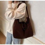 Women's Tote Bags 2025 New Fashion Suede Vintage Large Shoulder Crossbody Bag for Woman Korean Female Student Bookbag Handbags - Image 22
