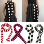 Y2k Black Grey Stripe Long Scarves Women Harajuku Cotton Scarves Black And White Striped Scarf  Thin Long Decorative Neckerchief - Image 5