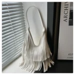 Large Capacity Casual Solid Retro Tassel Tote Bags Hot Sale Versatile Underarm Women's Bag Concise Advanced Sense Shoulder Bags - Image 40