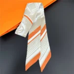 Fashion Women Hair Scarf 2024 New Brand Design Luxury Silk Scarf Fashion Print Headband Skinny Bag Scarves Neckerchief - Image 18