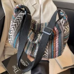 Crossbody Bags Tribal Style Shoulder Bag, Foldable Crossbody Striped Pattern, Flag Theme Hand Washable Edge Painted Lining - Image 5