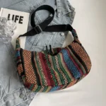 Crossbody Bags Tribal Style Shoulder Bag, Foldable Crossbody Striped Pattern, Flag Theme Hand Washable Edge Painted Lining - Image 11