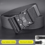Tactical Belt Quick Release Nylon Braided Belt for Men Outdoor Hiking Work Duty with Black Buckle - Image 22