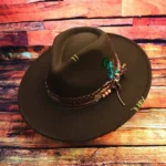 Fedoras felt hats men Actors perform hat Homburg Panama Props Western black green women's Headwear Decorate dancing party caps - Image 10