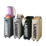 Laundry Basket With Wheels Large Capacity Yoga Mat Storage Basket Multifunctional Foldable Waterproof Dirty Clothes Storage Bag - Image 4