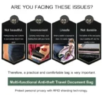 Travel document bag Lightweight multi-functional storage bag Passport holder mobile phone storage Waterproof anti-theft bag - Image 12