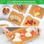 Cutting Boards with Holder Sets for Kitchen Wood Chopping Block for Meat Fish Vegetables Food Chopping Wood Boards Set - Image 4