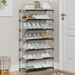 7-Story Metal Shoe Rack, Stainless Steel Frame Shoe Rack, Space Saving, Suitable For Entrance Cabinets, Bedrooms, Dormitories - Image 7