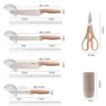 6PCS Kitchen Knife Set with Block Cover, Ultra Sharp High Carbon Stainless Steel Blade, Non Stick & Ergonomic Handle - Image 6
