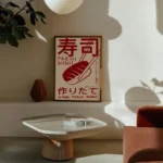 Japandi Sushi Poster, Japanese Wall Art, Kitchen Decor, Retro Wall Art, Asian Food Illustration, Trendy Kitchen Wall Art - Image 3