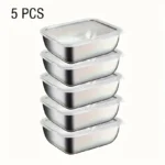 5PCS Stainless Steel Food Storage Containers Stackable Meal Prep Lunch Boxes for Kitchen Fridge Travel Kitchen Storage Solution - Image 7