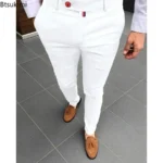 New Men's Fashion Casual Trousers Daily Office Business Formal Pants Solid Slim Pencil Pants Men Versatile Pants for Four Season - Image 4