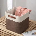 Portable Large Capacity Laundry Storage Basket Foldable Cotton Laundry Hamper Bucket Collapsible Flax Organizing Bag Underwear - Image 2