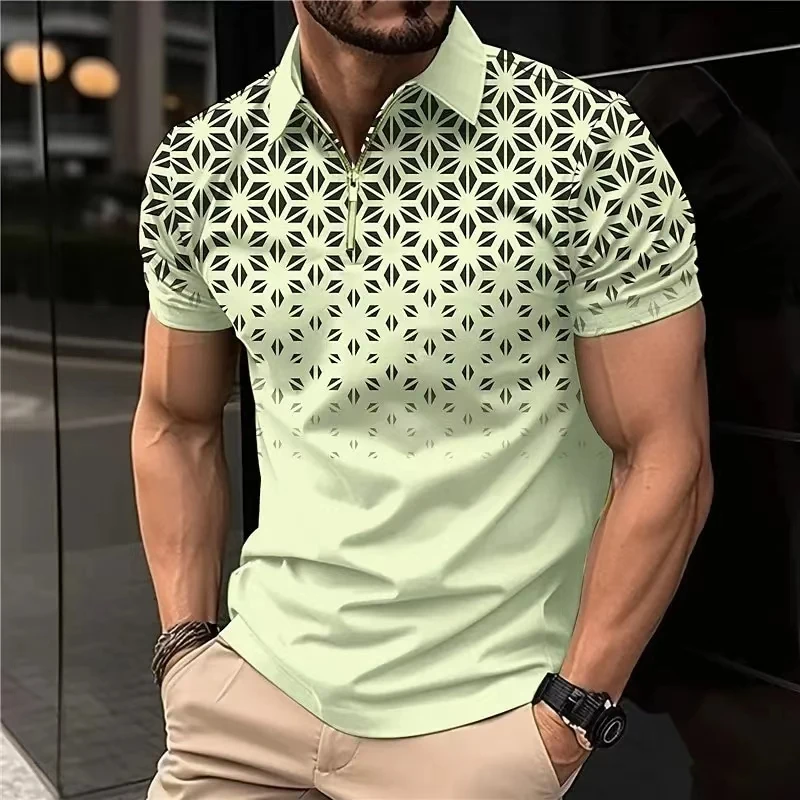 S2895d73fe0054857b512bb785398f4751.webp Summer T Shirts for Men 2024 Short Sleeve Men's Clothing Collar 3D Printing Plain Shirt Striped Polo Tees Fashion Pullover Tops - Image 1