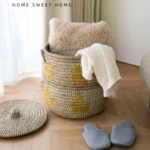 Woven Household Laundry Basket, Handcrafted Lidded Storage Bin, Toy Organizer, Home Storage Basket - Image 6