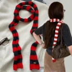 Y2k Black Grey Stripe Long Scarves Women Harajuku Cotton Scarves Black And White Striped Scarf  Thin Long Decorative Neckerchief - Image 4