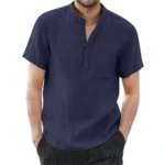Men's Short Sleeve T-shirt Cotton and Linen Casual Men T-shirts Solid Color Summer Shirt Male Cozy Breathable - Image 8