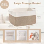Laundry Basket, Woven Storage Baskets for Organizing, Cube Cotton Rope Baskets for Shelves, Magazine & Newspaper Baskets - Image 3