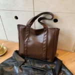 Simple Large Capacity Tote Bags for Women Retro Pu Leather Ladies Shoulder Bag Commuter Portable Girls Student Underarm Handbag - Image 9