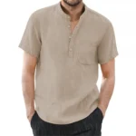 Men's Short Sleeve T-shirt Cotton and Linen Casual Men T-shirts Solid Color Summer Shirt Male Cozy Breathable - Image 7
