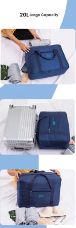 Travel Duffel Bag Lightweight Foldable Unisex Tote Carry On Luggage Weekender Overnight Stays Suitcase Organiser 20L Large Bags - Image 14