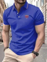 Polo Shirt Man RIDE ON! Graphic Print Summer Casual Breathable Striped Collar High Quality Men's Short Sleeve T-Shirt - Image 2